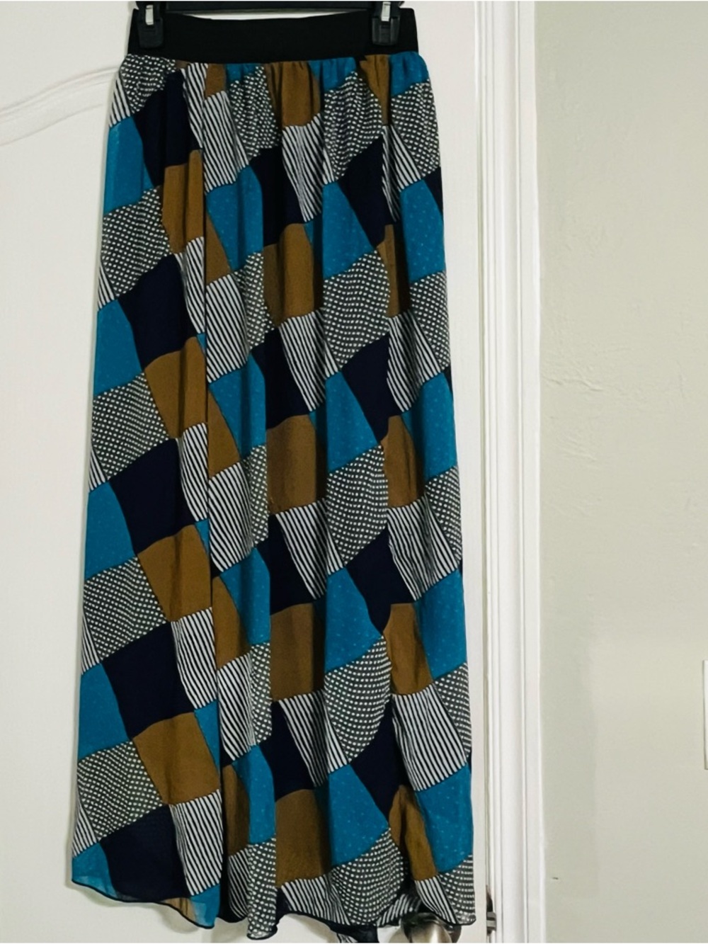 (EUC)Clichy Maxi Skirt in Navy with Black Waistband Size S, but “Fits up to M”